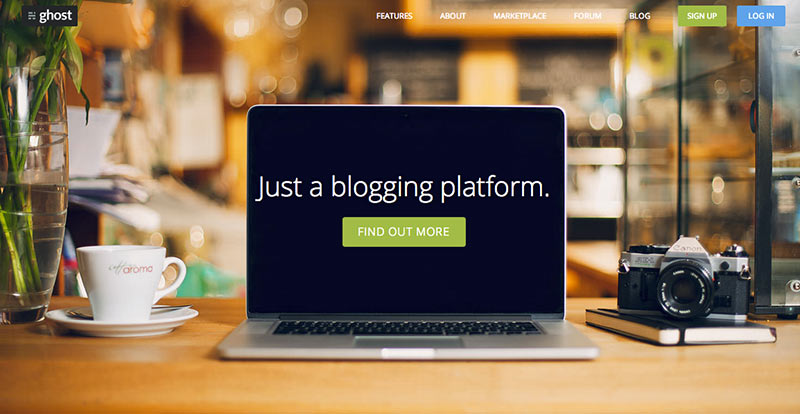 Ghost.org Blog Platform Homepage Design