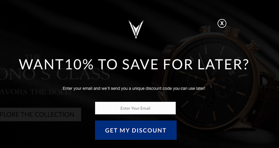 Good example of an ecommerce popup overlay