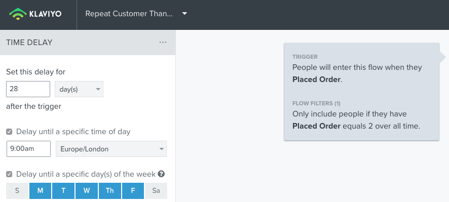 Klaviyo - repeat purchase email flows