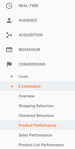 Finding product data in Google Analytics